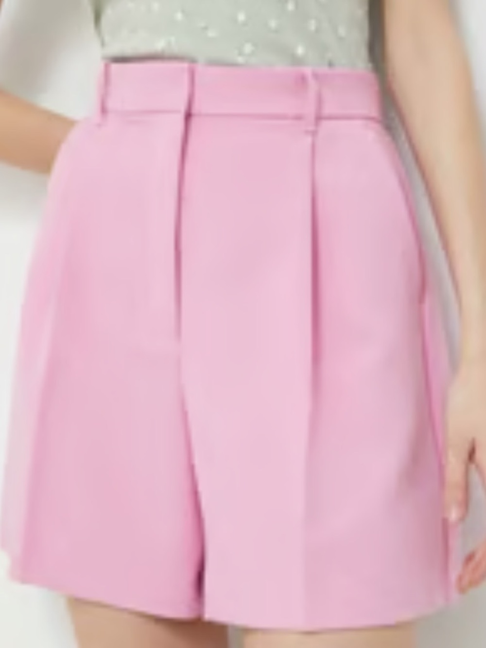 Abercrombie & Fitch Pink High-Waist Pleated Shorts